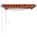 Auvent manuel rétractable avec poteaux 4x3 m Orange et marron
