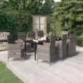 Ensemble à manger de jardin avec coussins 9 pcs Gris