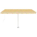 Auvent manuel rétractable sur pied 450x350 cm Jaune/Blanc