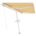 Auvent manuel rétractable sur pied 450x350 cm Jaune/Blanc