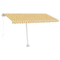 Auvent manuel rétractable sur pied 450x350 cm Jaune/Blanc