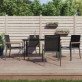 Ensemble à manger de jardin 5 pcs noir textilène et acier