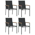 Ensemble à manger de jardin 5 pcs noir textilène et acier
