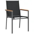 Ensemble à manger de jardin 5 pcs noir textilène et acier