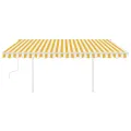 Auvent manuel rétractable avec poteaux 4,5x3,5 m Jaune et blanc