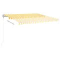 Auvent manuel rétractable avec poteaux 4,5x3,5 m Jaune et blanc