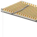 Auvent manuel rétractable avec poteaux 4,5x3,5 m Jaune et blanc