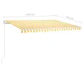 Auvent manuel rétractable avec poteaux 4,5x3,5 m Jaune et blanc