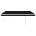 Auvent manuel rétractable avec poteaux 4x3,5 m Anthracite