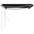 Auvent manuel rétractable avec poteaux 4x3,5 m Anthracite