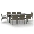 Ensemble à manger de jardin 9pcs et coussins noir et gris