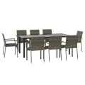 Ensemble à manger de jardin 9pcs et coussins noir et gris