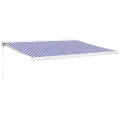 Auvent rétractable bleu et blanc 4x3 m tissu et aluminium
