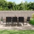 Ensemble à manger de jardin 9 pcs noir textilène et acier