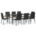 Ensemble à manger de jardin 9 pcs noir textilène et acier