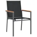 Ensemble à manger de jardin 5 pcs noir textilène et acier