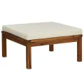 Salon de jardin 5 pcs avec coussin crème Bois d'acacia solide