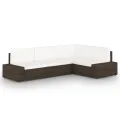 Salon de jardin 4 pcs avec coussins Marron Résine tressée