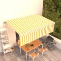 Auvent rétractable automatique avec store 5x3 m Jaune et blanc