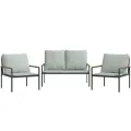 Salon de jardin avec coussins 3 pcs anthracite acier