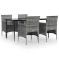 Ensemble à manger de jardin et coussins 5pcs Gris/noir