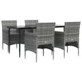 Ensemble à manger de jardin et coussins 5pcs Gris/noir