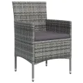 Ensemble à manger de jardin et coussins 5pcs Gris/noir
