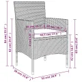 Ensemble à manger de jardin et coussins 5pcs Gris/noir