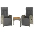 Ensemble à manger jardin 4pcs et coussins Gris Résine tressée