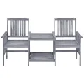 Chaises de jardin avec table à thé et coussins Acacia solide