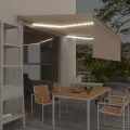Auvent automatique et store capteur de vent et LED 4x3 m Crème