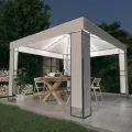 Tonnelle avec double toit et lumières LED 3x3 m Blanc