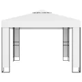Tonnelle avec double toit et lumières LED 3x3 m Blanc