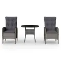 Ensemble de bistro de jardin 3 pcs Résine tressée Gris