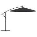 Parasol de jardin en porte-à-faux et lumières LED mât en acier