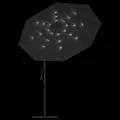 Parasol de jardin en porte-à-faux et lumières LED mât en acier