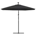 Parasol de jardin en porte-à-faux et lumières LED mât en acier