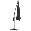 Parasol de jardin en porte-à-faux et lumières LED mât en acier