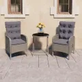 Ensemble de bistro de jardin 3 pcs Résine tressée et verre Gris