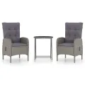 Ensemble de bistro de jardin 3 pcs Résine tressée et verre Gris