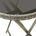 Ensemble de bistro de jardin 3 pcs Résine tressée et verre Gris
