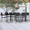 Ensemble à manger de jardin 9 pcs Noir