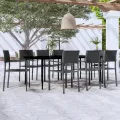 Ensemble à manger de jardin 9 pcs Noir