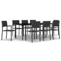 Ensemble à manger de jardin 9 pcs Noir