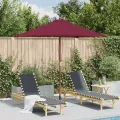 Parasol d'extérieur avec mât en bois 150x200 cm rouge bordeaux