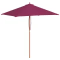 Parasol d'extérieur avec mât en bois 150x200 cm rouge bordeaux