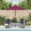 Parasol d'extérieur avec mât en bois 150x200 cm rouge bordeaux