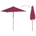 Parasol d'extérieur avec mât en bois 150x200 cm rouge bordeaux