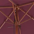 Parasol d'extérieur avec mât en bois 150x200 cm rouge bordeaux