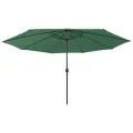 Parasol de jardin avec lumières LED et mât en métal 400 cm vert